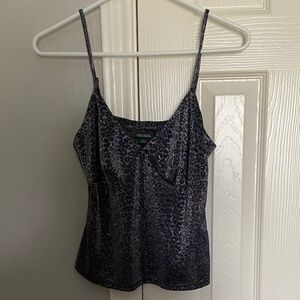 Metallic Gray Leopard Print Cami Tank Top
